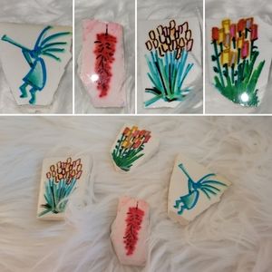 Handmade art tile magnet, party favor, stocking stuffer, 4 total